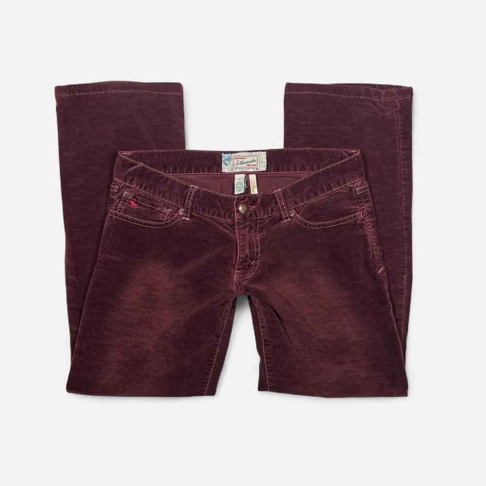 Abercrombie burgundy velvet low rise pants vintage 90s Y2K